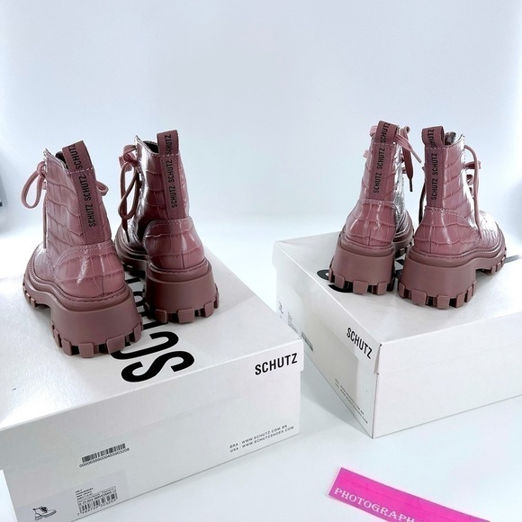 SCHUTZ Orly Combat Boot Sweet Lilac size 7.5 B NWB - Picture 10 of 12